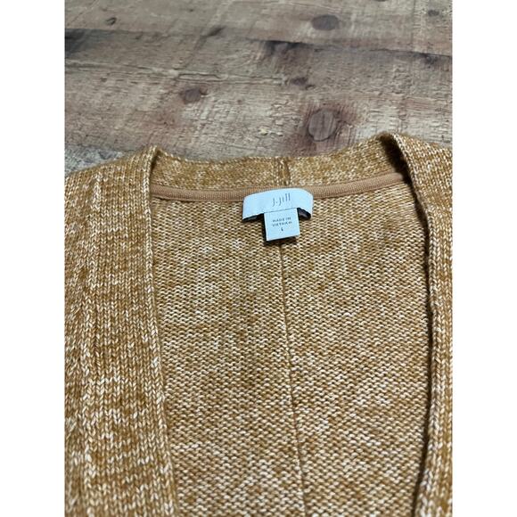 J. Jill Womens Mustard Yellow Marled Knit Cardigan Sz L Minimalist Closet Staple - Picture 5 of 5